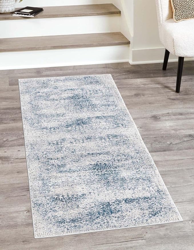 Unique Loom Finsbury Collection Area Rug - Sarah (2' x 6' 1" Runner, Blue/ Ivory)