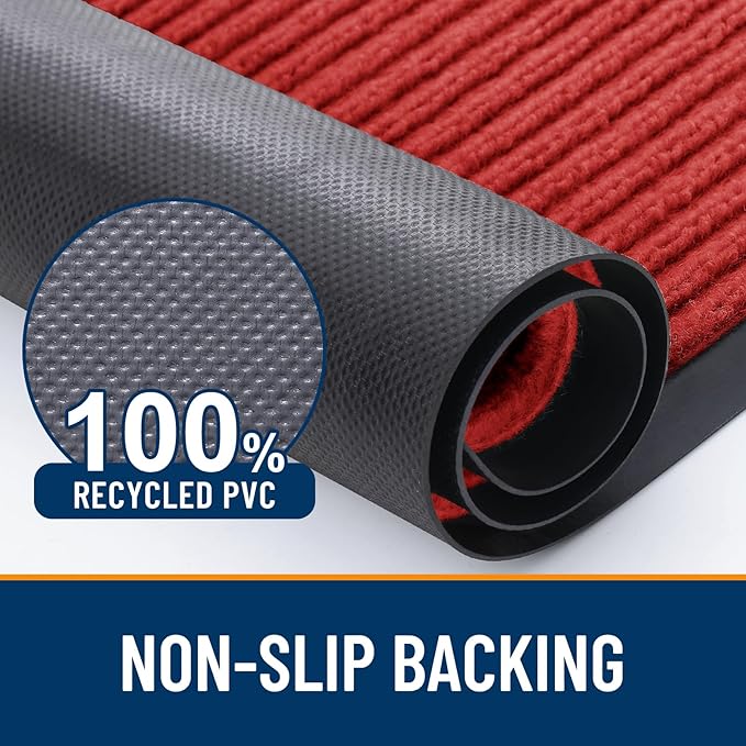 OLANLY Front Door Mat Indoor Outdoor Entrance, Waterproof Heavy Duty Doormat, Fade Resistant, Low Profile, Easy Clean Patio Porch Welcome Floor Mats for Entry, 33x21, Red