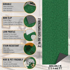 Ottomanson 2' x 32' Hallway Runner with Scraper Pile Extra Durable Non-Slip Rug Mat for Indoor & Outdoor Use - Ideal for Kitchen, Entryway, Patio & Garage - High-Traffic Carpet, Green