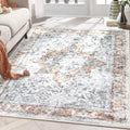 COMSLE 4x6 Rugs for Living Room Washable Area Rugs for Bedroom Faux Wool Distressed Throw Rugs Absorbent Non-Slip Floor Carpet for Indoor Kitchen Laundry Room Orange