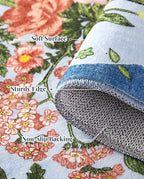 Door Mat Entrance 2x3 Rug - Floral Rugs Washable Small Area Rug Non-Slip Stain Resistant Low Pile Flower Print Throw Rugs for Indoor Entryway, Bedroom, Kitchen, Front Door, Entry - Blue