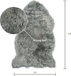 Sheepskin Long Hair 2x3 ft | Bedside Rugs for bedrooms, Sofa, Chair or The Dining Table | Each Sheepskin Rug is Unique and Created by Nature | Small Fluffy Rug in Color Light Grey