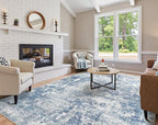 6x9 Area Rug Living Room Rugs - Washable Neutral Modern Abstract Soft Thin Rug Indoor Floor No Slip Rug Carpet for Bedroom Under Dining Table Home Office Decor - Blue White