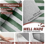 5x7 Rug Washable - Striped Rugs for Living Room, Green and White Stripe Minimalist Watercolor Non Slip Low Pile Area Rugs for Bedroom, Striped Carpet Home Decor & Gifts