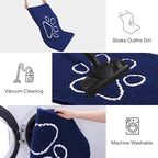 Smiry Dog Door Mat for Muddy Paws, Absorbent Dirt Trapper Non Slip Quick Dry Washable Chenille Mat for Mud Dogs, Entry Rug for Indoor and Outdoor (71x46 Inches,Navy Blue and White)