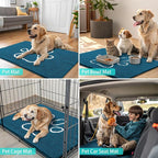 Smiry Dog Door Mat for Muddy Paws, Absorbent Dirt Trapper Non Slip Quick Dry Washable Chenille Mat for Mud Dogs, Entry Rug for Indoor and Outdoor (36x24 Inches, Atlantic Blue and White)