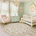 Pink Cute Butterfly 6ft Round Soft Rugs for Girls Bedroom Beside Bed - Non Skid Rug Low Pile Washable Living Room Rugs, Fun Insect Carpet for Playroom, Reading Corner, Low Pile & Soft