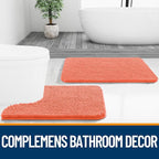 OLANLY Bathroom Rugs 40x32, Extra Soft Absorbent Chenille Bath Rugs, Rubber Backing Quick Dry, Machine Washable Bath Mats for Bathroom Floor, Tub and Shower, Home Decor Accessories, Coral