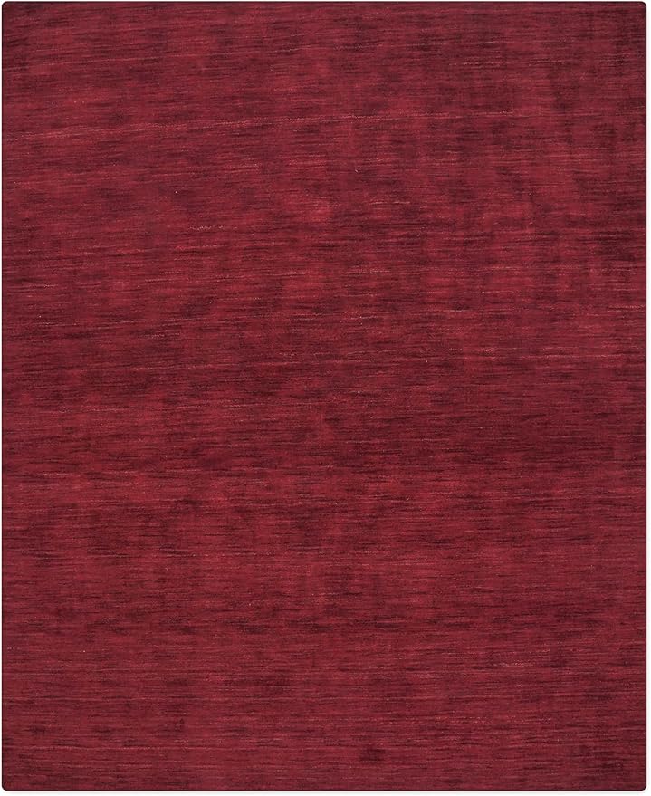 Hand Knotted Loom Wool ECO-Friendly Area Rugs - 3'x5', Rectangle, Dark Red Color, Solid Plain Design, High Pile Handmade Anti Skid Area Rugs for Living Room, Bed Room (L00111)