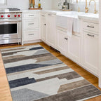 ReaLife Rugs Machine Washable Area Rug Runner - Living Room Bedroom Bathroom Kitchen Entryway Office - Non-Slip Baking Low Pile Stain Resistant Premium - Modern Geometric - Theo - Beige 2'6" x 8'