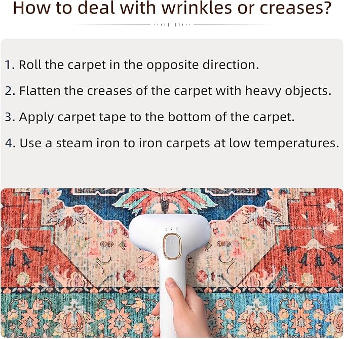 YJ.GWL Area Rugs for Living Room 8x10 Machine Washable Rugs, Non Slip Floral Vintage Rug Indoor Carpet, Stain Resistant Large Rug for Bedroom Dining Room, Red Blue Gradient Color