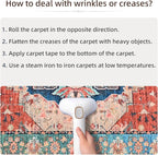 YJ.GWL Area Rugs for Living Room 4x6 Machine Washable Rugs for Bedroom, Non Slip Floral Vintage Rug Indoor Carpet, Stain Resistant Throw Rug for Dining Room Kitchen, Red Blue Gradient Color