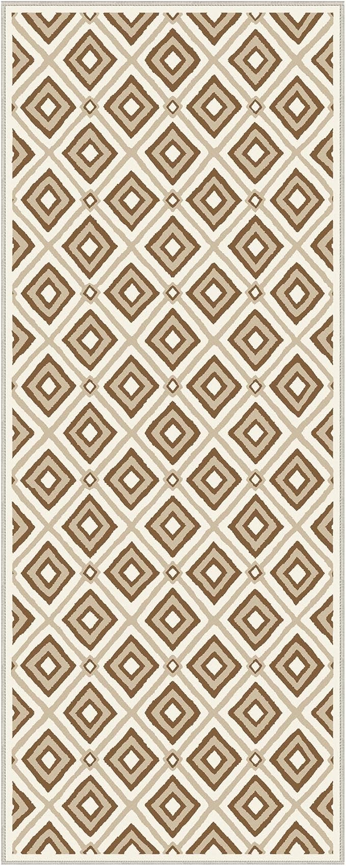 Bavni Hallway Runner Rug Machine Washable, 2x7 Non Slip Lightweight Washable Runners, Moroccan Checkered Rug for Entryway Laundry Kitchen Bathroom Corridor Bedside, Yellow Brown