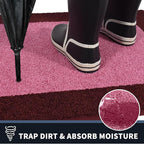 PURRUGS Dirt Trapping Door Mat 24" x 60", Non-Slip/Skid Machine Washable Entryway Rug, Shoes Scraper, Throw Rug, Super Absorbent Area Rug for Muddy Wet Shoes and Paws, Pink & Burgundy Red