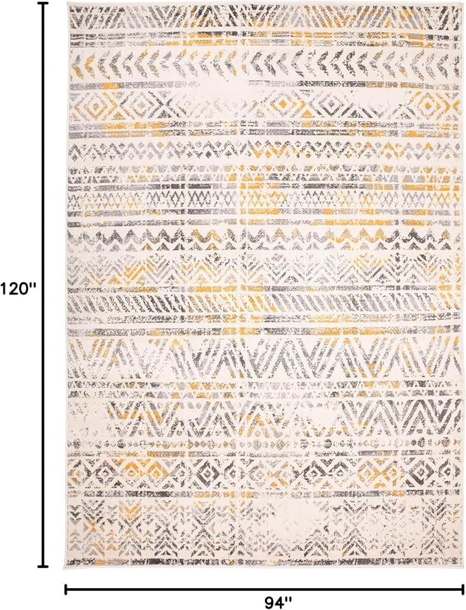 Rugshop Geometric Boho Perfect for high Traffic Areas of Your Living Room,Bedroom,Home Office,Kitchen Area Rug 7'10" x 10' Yellow