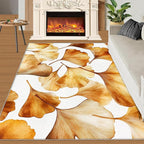 Golden Leaf Rugs for Bedroom - 3x5 Area Rug - 3D Ginkgo Leaf Rugs for Living Room, Modern Simple Art Rug, Non-Slip Washable Home Decor Carpet