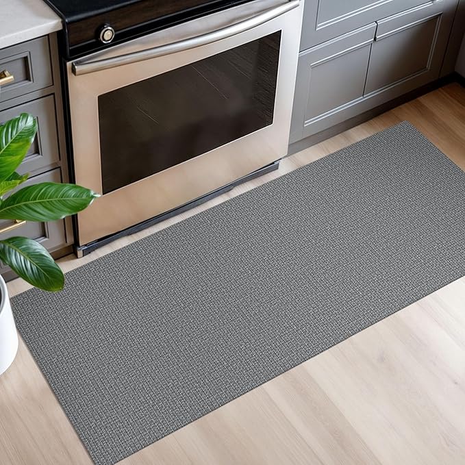 EARTHALL Washable Runner Rug 2x5 Ft Non Slip Runners for Hallways Cotton Rubber Backed Kitchen Runner Braided Indoor Floor Carpet Runners for Entryway, Hallway, Kitchen, Bedroom, Charcoal Gray