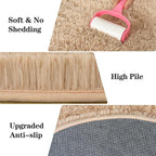 Soft Fluffy Area Rug for Bedroom, Fuzzy Shaggy Oval Throw Rugs for Bedside, Non-Slip Cozy Plush Shag Carpet for Kids Room Nursery Dorm Living Room, Beige, 2.6 x 5.3 Feet, 2 Packs