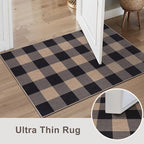Tangsoo Checkered Easy Jute Rug 5x7 Large Washable Area Rug for Dining Room,Non-Slip Black Grey Indoor Outdoor Rug,Modern Thin Mat Outdoor Carpet for Living Room Bedroom Patio