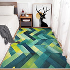 3x4 Geometric Zigzag Rugs for Bedroom Decor, Washable Green Chevron Pattern Area Rug, Living Room Home Decoration, Non Slip Soft Thin, Modern Abstract Geometry Decor Carpet PF-P 49