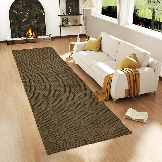 jxgzyy Runner Rug 3'11" x 9'10", Commercial Front Door Mat, Heavy Duty Indoor Outdoor Doormat, Outdoor Mats for Entrance, Non-Slip Entry Mat for High Traffic Area