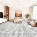 10x14 Area Rugs for Living Room: Washable Large Vintage Floral Rug Low Pile Non-Slip Boho Carpet for Bedroom Dining Home Office (Grey, 10'x14')