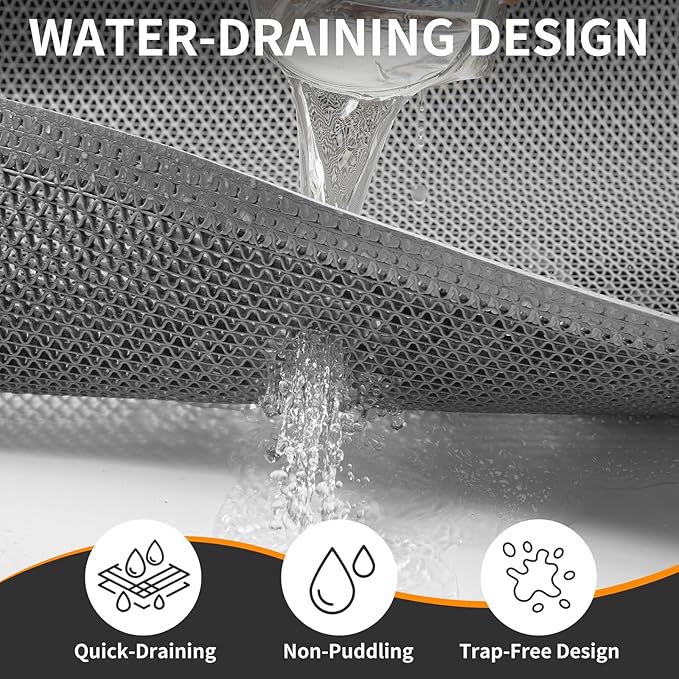 Front Door Mat 31''x47'', Drainage Heavy Duty Dirt Trapping Non-Slip Doormats, Outdoor Rubber Floor Mats, Restaurant Commercial Kitchen Industral Pool Entrance Bar Wet Area, Grey