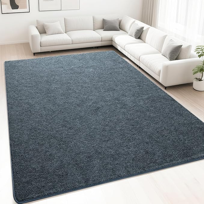 HQAYW 7x10 Large Area Rugs for Living Room Bedroom, Modern Thickened Memory Foam Soft Rug, Low Pile Minimalist Washable Non Slip Carpets for Kids Girls Boys Nursery Dorm Home Decor, Navy Blue