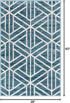 Rugs.com Lattice Trellis Collection Rug – 3' x 5' Blue Low-Pile Rug Perfect for Living Rooms, Large Dining Rooms, Open Floorplans