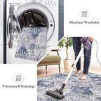 Lahome Moroccan Trellis Washable Rug, 2x3 Kitchen Rugs for Entryway Bathroom, Non-Slip Indoor Door Mat Ultra-Thin, Small Oriental Throw Carpet for Bedroom Entry, White/Royal Blue