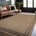 Easy Jute Rugs 6x9 Bordered Natural Color Living Room Indoor Outdoor Area Rug for Patio and Kitchen Rug High Traffic Washable Easy to Clean Solid Boho Woven Design Outside Carpet (6 x 9)