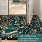 Morebes Boho Floral Rug Runners for Hallways Non Slip, Flower 2x8 Kitchen Runner Rug Washable, Soft Botanical Indoor Carpet Floor Runner for Entrance Bedroom Bedside, Dark Green