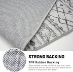 KUTA Moroccan Rugs for Entryway, 2PCS 2x3 and 2x6 Grey Entrance Small Area Rug, Non-Slip Washable Ultra Soft Hallway Runner Rug, Vintage Geometric Low-Pile Indoor Door Mat Floor Carpet