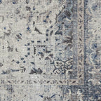 RUGGABLE Washable Vintage Area Rug – Sarrah Blue Quartz 3x5, Stain-Resistant, Non-Slip – Small Machine Washable Rugs for Living Room, Bedroom, Hallway, Entryway & Office–with Standard Pad
