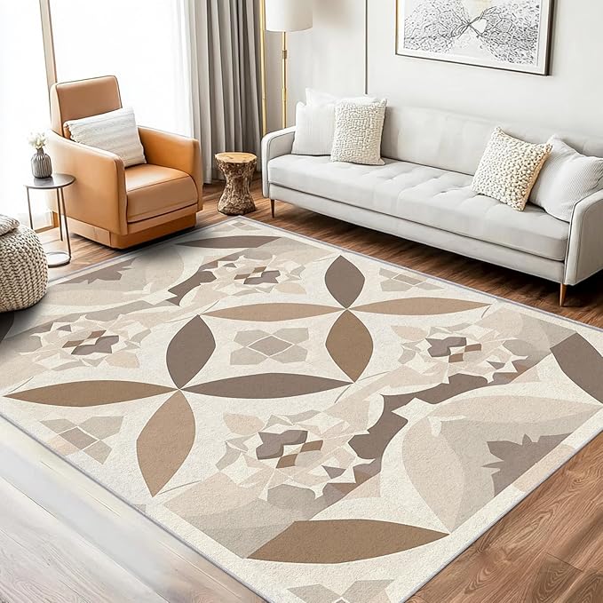 Geometric Rug Small, Washable 2x3 Throw Rug for Entryway, Modern Abstract Patterned Indoor Door Mat, Geometric Decor for Home, Bedroom, Soft Non Slip Thin Design FER82