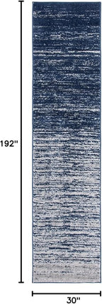 SAFAVIEH Adirondack Collection Runner Rug - 2'6" x 16' Runner, Navy & Grey, Modern Ombre Design, Non Shedding & Easy to Clean, Ideal for Hallway, Foyer, Kitchen, Entryway, Bedroom (ADR113E)