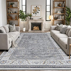 LUMI Washable Area Rug for Living Room, 4x6 Ultra Soft Traditional Vintage Rugs Non Slip with Rubber Backing, Low Profile, High Traffic, Stain Resistant Carpets, Ideal for Bedroom, Dining Room