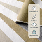 Lahome Area Rugs 9'x12' - Non-Slip Washable Living Room Rug 9x12 Ultra-Thin Large Soft Bedroom Rugs, Boho Rainbow Sun Print Indoor Non-Shedding Floor Rug for Dining Room Table Office (9'x12', Khaki)