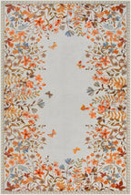 Wonnitar Floral Washable Area Rug 4x6 Halloween Rug, Non-Slip Soft Fall Rugs for Bedroom, Low Pile Botanical Nursery Rug Carpet for Bedside Kids Room Dorm Decor (Orange,4'x6')