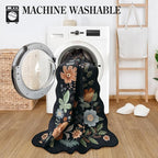 Lahome Floral Kitchen Runner, 2X6 Washable Runner Rug Non Slip Ultra-Thin, Soft Hallway Rug Stain Resistant Boho Small Low-Pile Carpet for ‎Laundry Bathroom Bedroom(2x6ft,Black/Grey)
