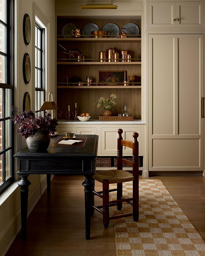 Loloi Chris Loves Julia Calvin Collection CLV-01 Apricot/Ivory 6'-3" x 9'-6" Area Rug Checkered Neutral Soft Living Room Bedroom Carpet