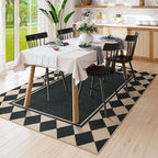 Moynesa Easy Jute Outdoor Rug 5x7 Area Rugs, Washable Checkered Rugs for Living Room Non Slip, Farmhouse Neutral Carpet for Backyard Dining Room Balcony, Black Grid Pattern