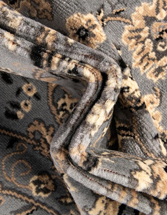 Unique Loom Sialk Hill Collection Area Rug - Washington (3' 3" Round Gray/Black)
