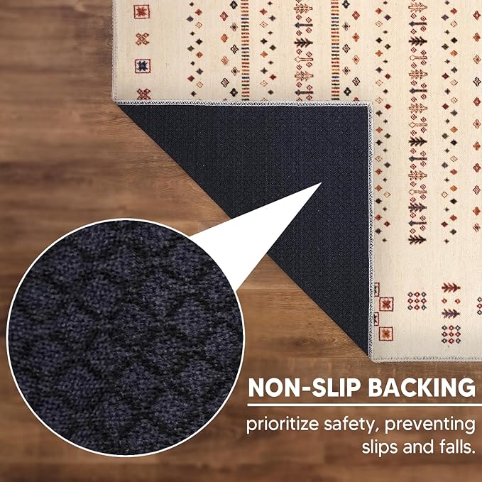 Keen Home Design 8x10 Rug - Machine Washable Area Rug with Non-Slip Backing, Ideal for Living Room, Dining Room, Bedroom - Vintage, Easy Clean, Durable, Low Pile - (8' x 10')