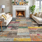 LUMI 8x10 Washable Area Rug for Living Room, Ultra Soft Geometric Rugs Non Slip with Rubber Backing, Low Profile, High Traffic, Stain Resistant Carpets, Ideal for Bedroom, Dining Room, Indoor