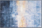Phantoscope Washable Runner Rug 2'x3' Non-Slip, Vintage Boho Hallway Rugs for Entryway, Stair, Bedroom, Dining Room, Distressed Sunrise Pattern, Low-Pile Foldable Floor Carpet, Navy Blue/Beige