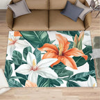 Lily Flowers Rugs for Bedroom - 2x3 Area Rug - Abstract 3D Flowers Rugs for Living Room, Tropical Plants Rug, Washable Home Decor Carpet