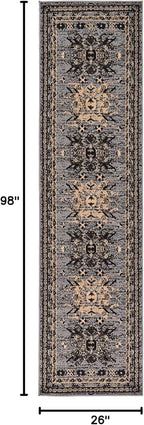 Unique Loom Taftan Collection Border Geometric Tribal Inspired Design Area Rug (2' 2 x 8' 2 Runner, Gray/ Black)