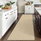 IOHOUZE Washable Runner Rug 3x10 Non Slip Rubber Backed Long Hallway Runner Entryway Runner Indoor, Kitchen Rugs Woven Cotton Floor Carpet for Hall Entrance, Warm Beige/Orange/Apricot