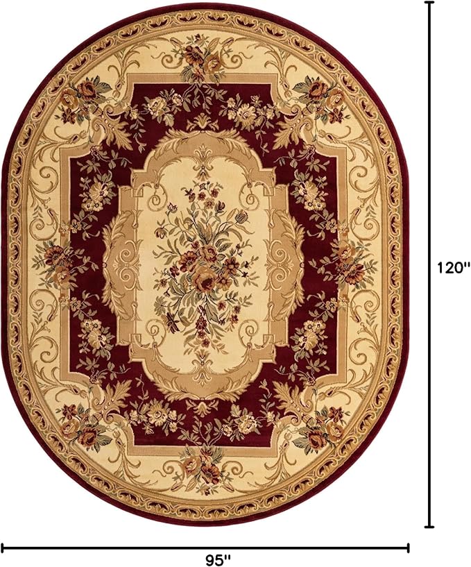 Unique Loom Versailles Collection Traditional Classic Floral Motif Area Rug (7' 11 x 10' 0 Oval, Burgundy/Ivory)